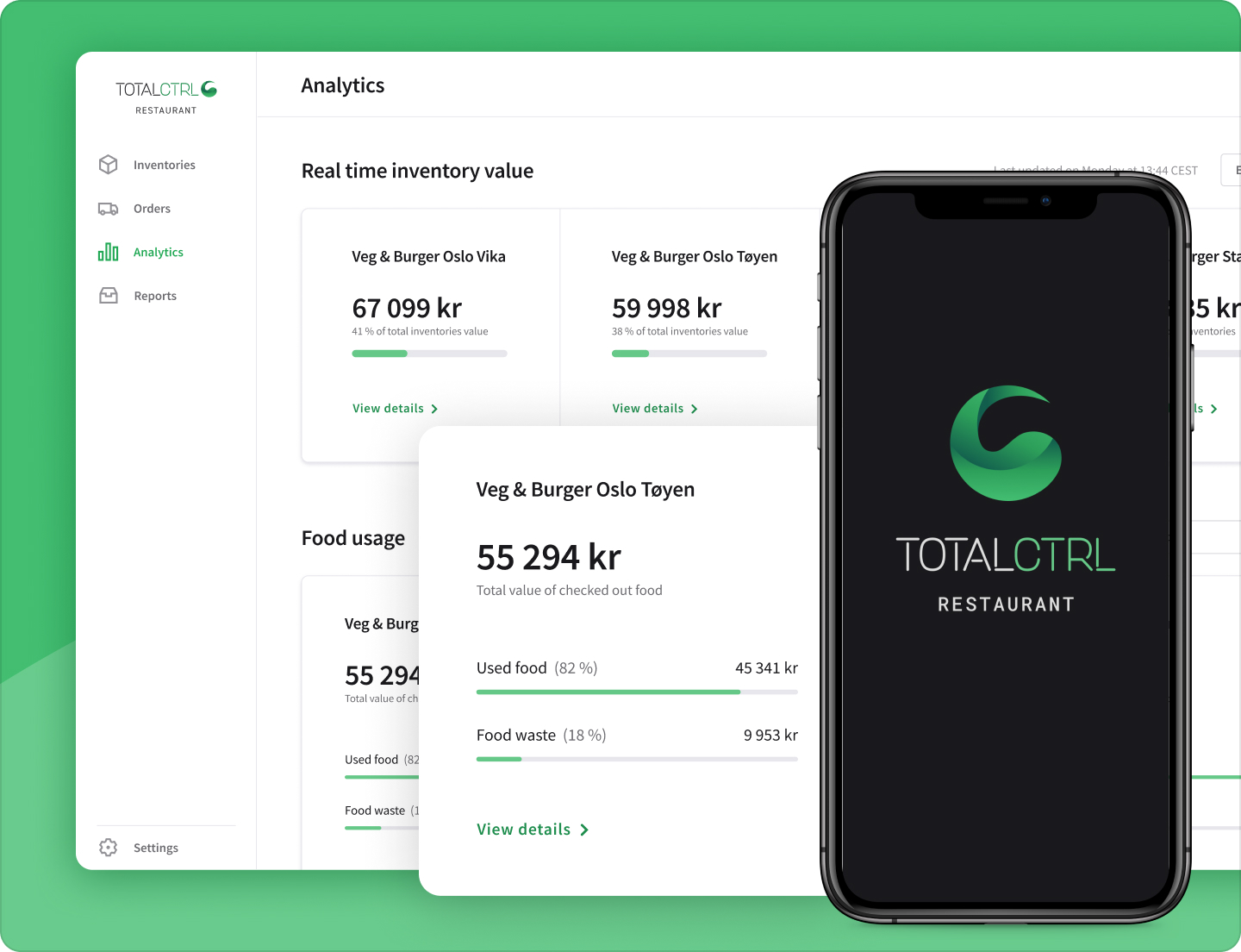 Inventory management software dashboard - Real-time value